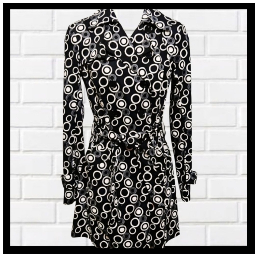 VINTAGE 90s Black and white I.N. San Francisco wrap dress/coat